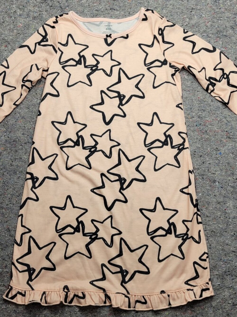 Girls nightgown, Carters, size 6/7, pink and black, new